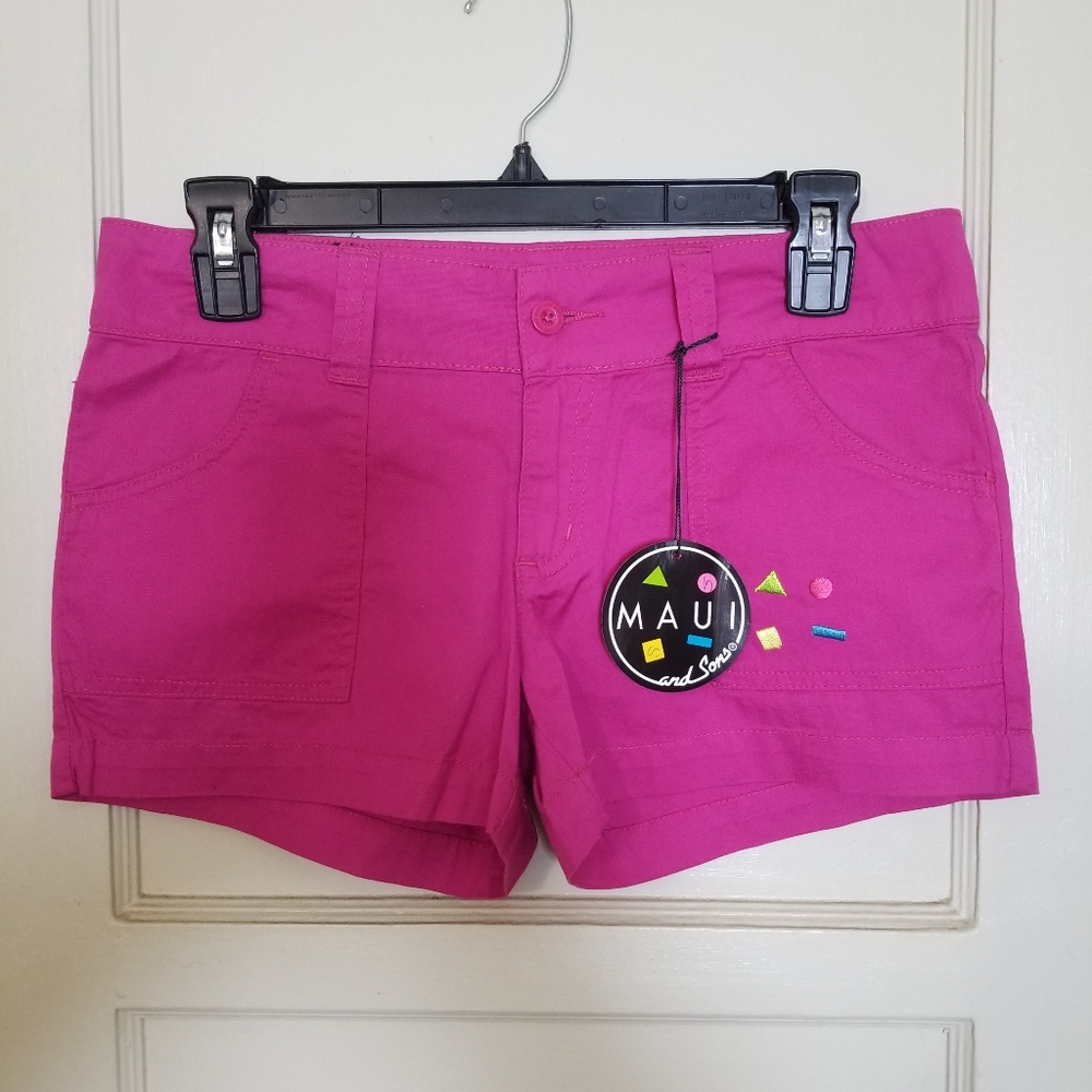 MAUI AND SONS pink 3 Inch Inseam 100% Cotton Zipper Close Shorts Size 1 NWT